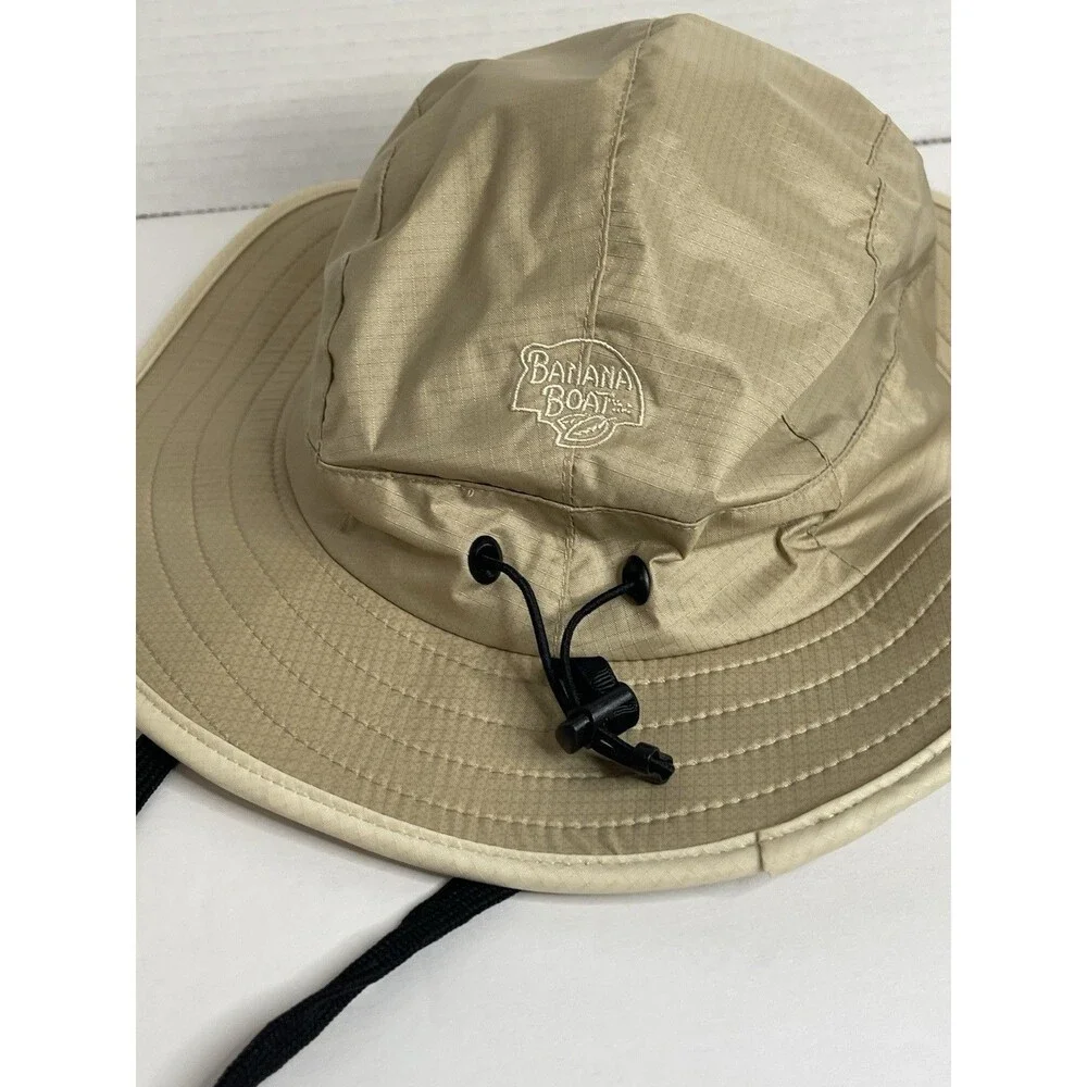 Women's Banana Boat Khaki Tan Outdoor Bucket Hat With Adjustable Head & Neck Tie